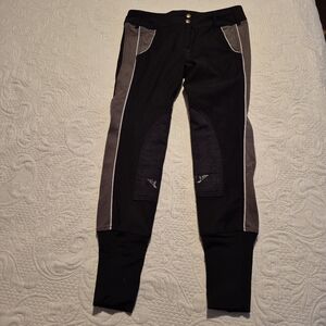 Tuff Rider Sport Knee Patch Breeches in black, womens size 28 black tan VGUC